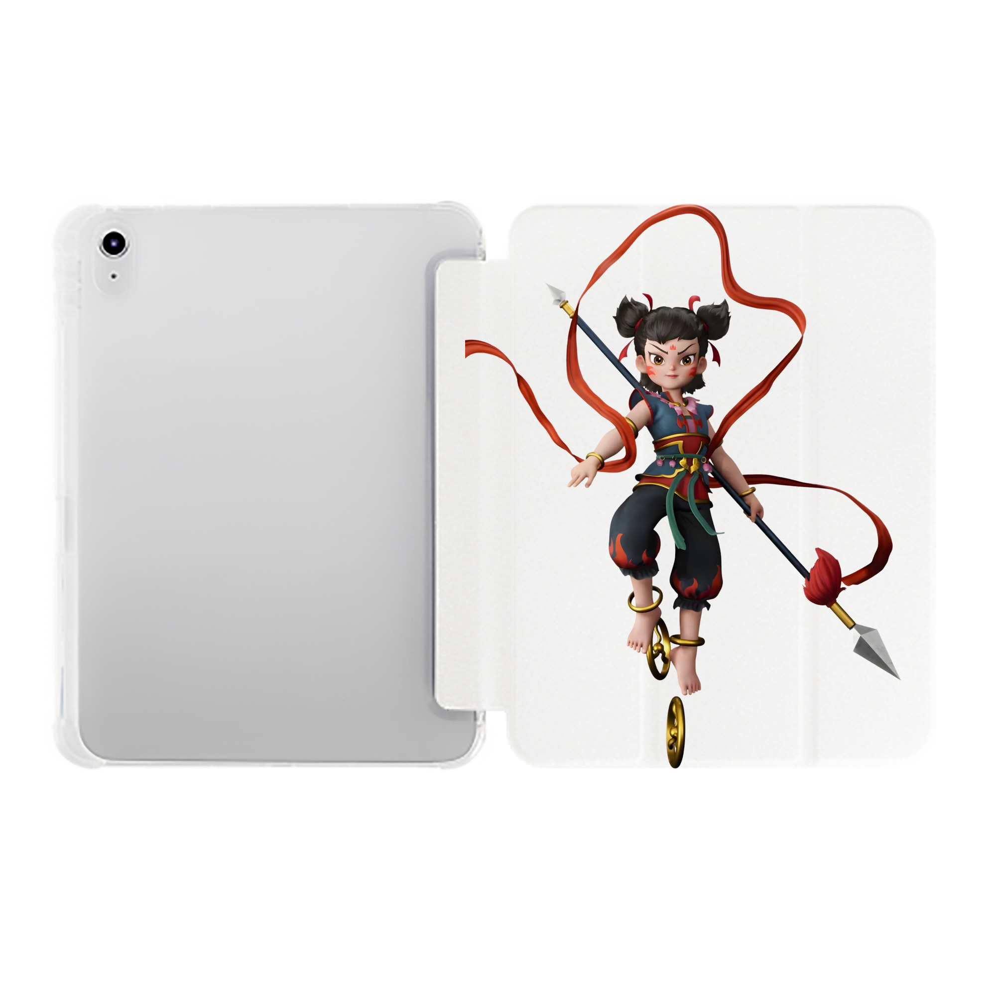 （画像用） Ne Zha 2 ナタ 魔童の大暴れ IPad ケース ペン収納付き 三つ折りスタンド PUレザー×シリコン 対応機種9.5/10.5/10.9インチ